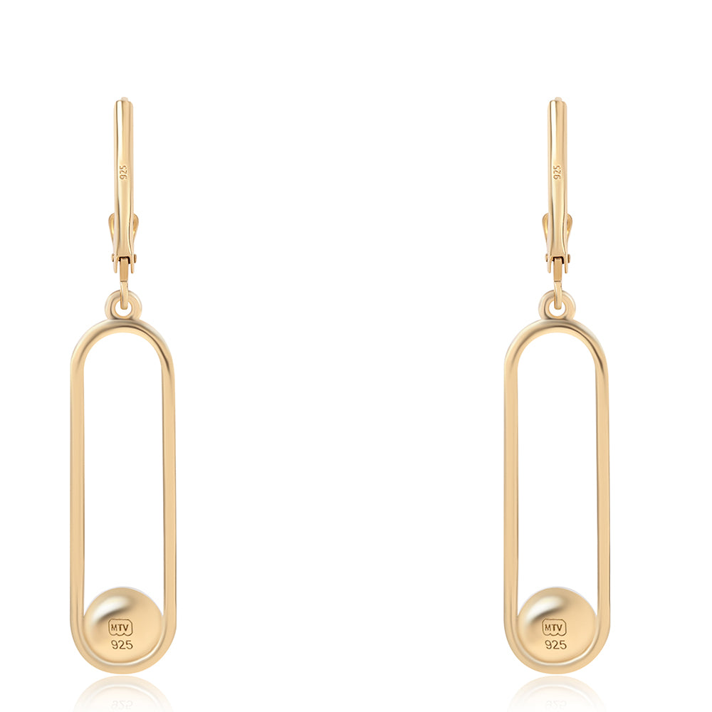 Kolczyki srebrne pozłacane z białą perłą słodkowodną 3 