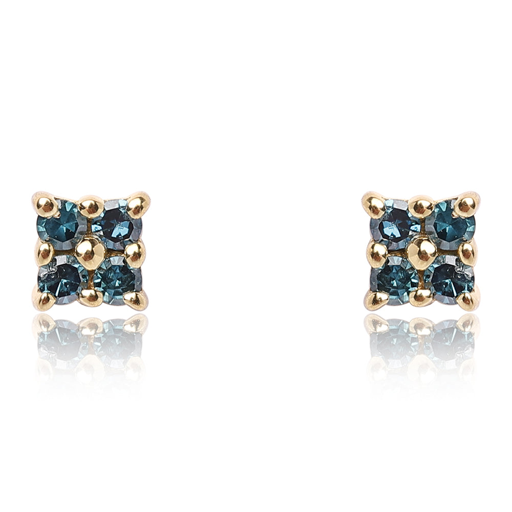 Kolczyki srebrne pozłacane z niebieskim diamentem 1 