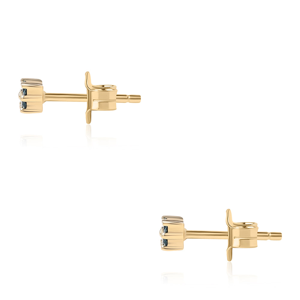 Kolczyki srebrne pozłacane z niebieskim diamentem 2 
