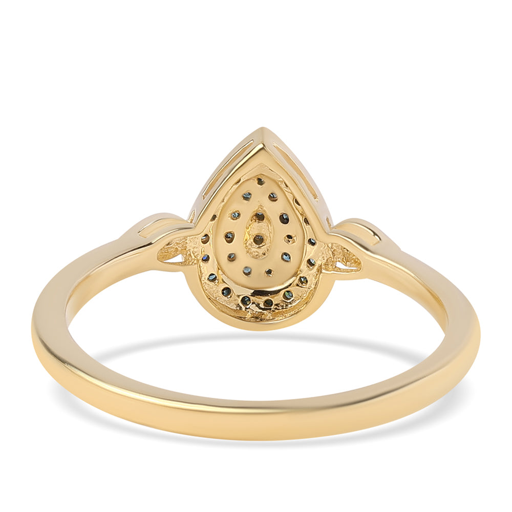 Pierścionek srebrny pozłacany z niebieskim diamentem