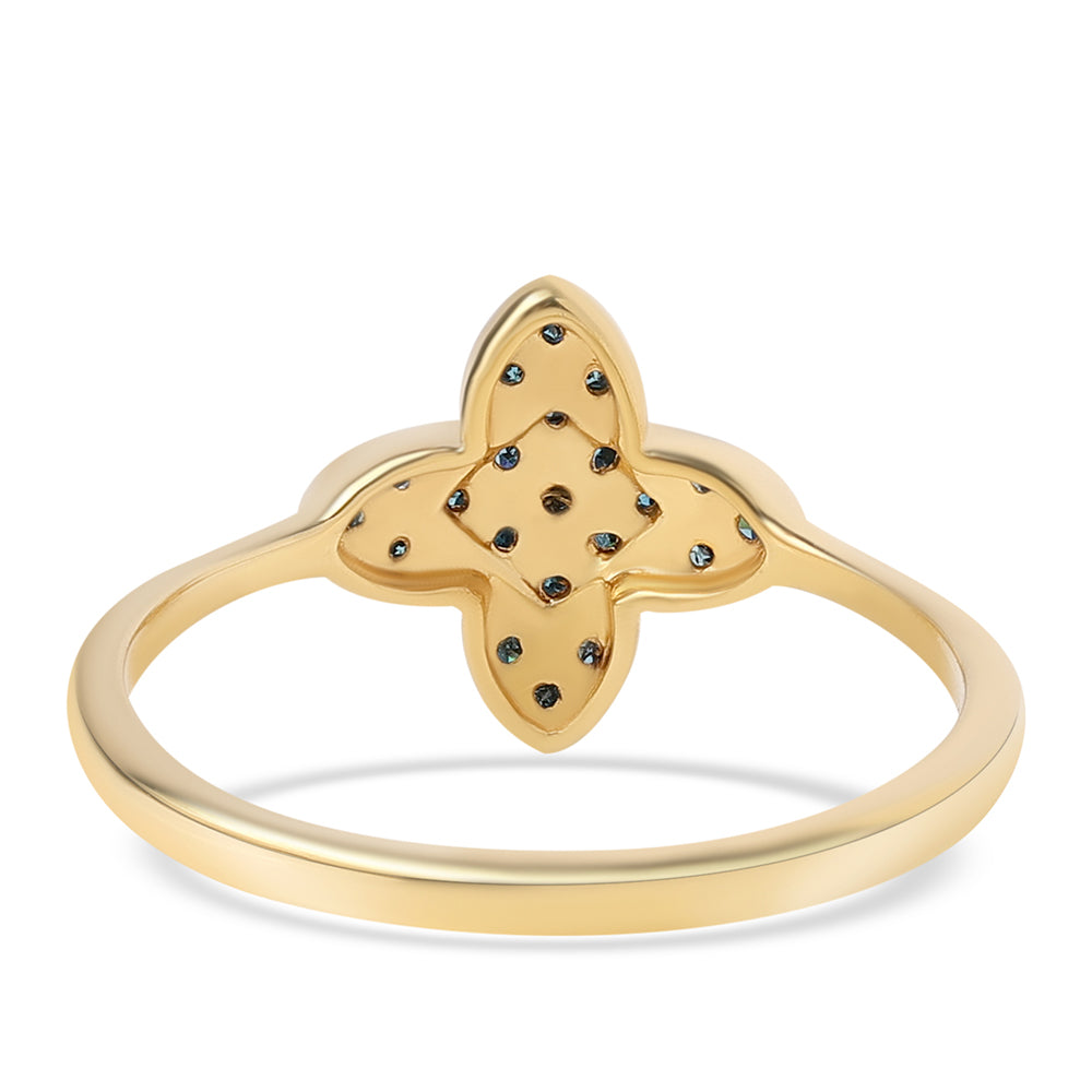 Pierścionek srebrny pozłacany z niebieskim diamentem 2 