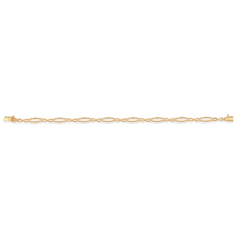 Bransoletka srebrna pozłacana z niebieskim diamentem