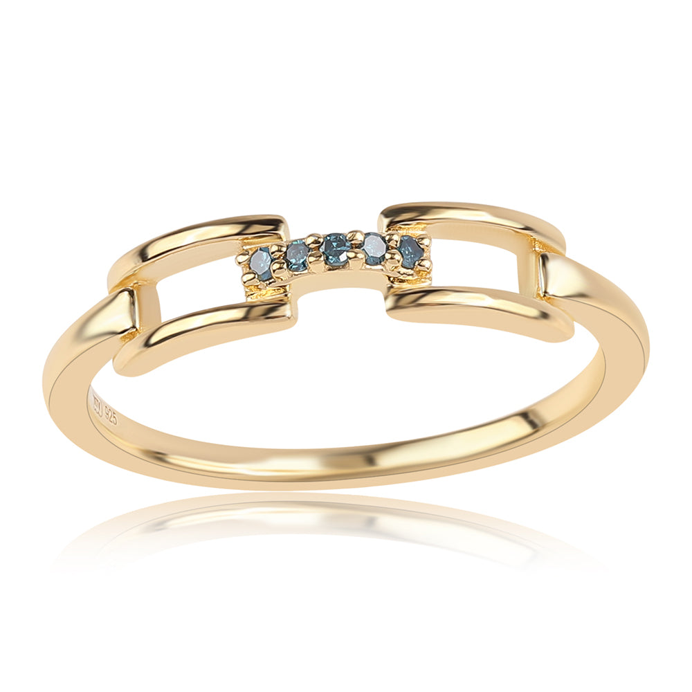 Pierścionek srebrny pozłacany z niebieskim diamentem 1 