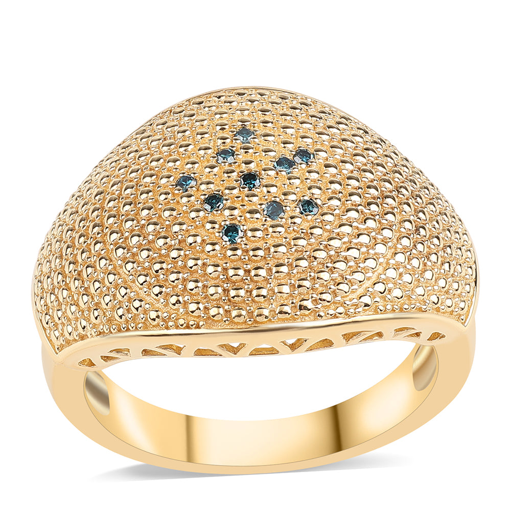 Pierścionek srebrny pozłacany z niebieskim diamentem 1 