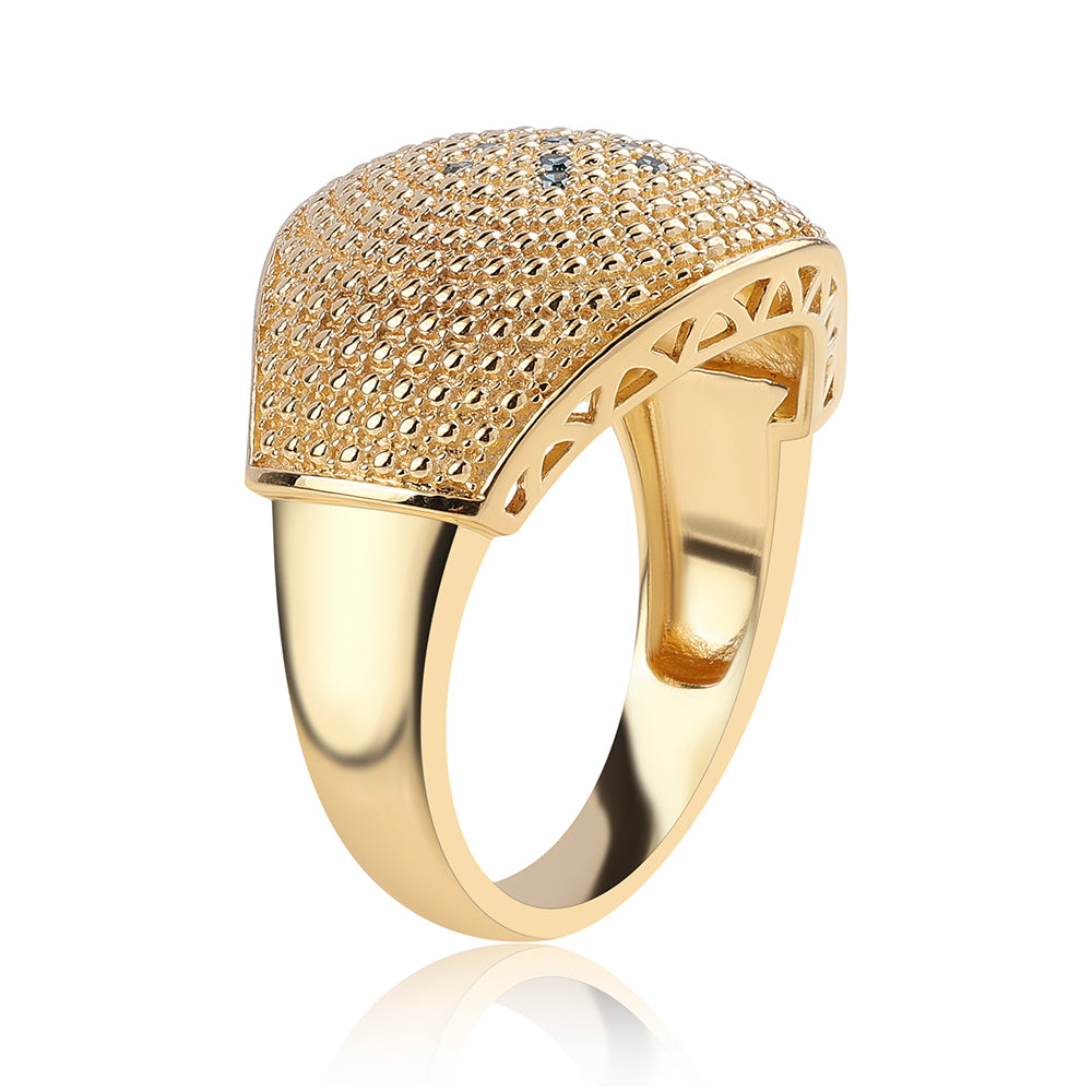 Pierścionek srebrny pozłacany z niebieskim diamentem 3 