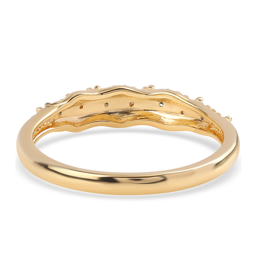 Pierścionek srebrny pozłacany z niebieskim diamentem i białym diamentem