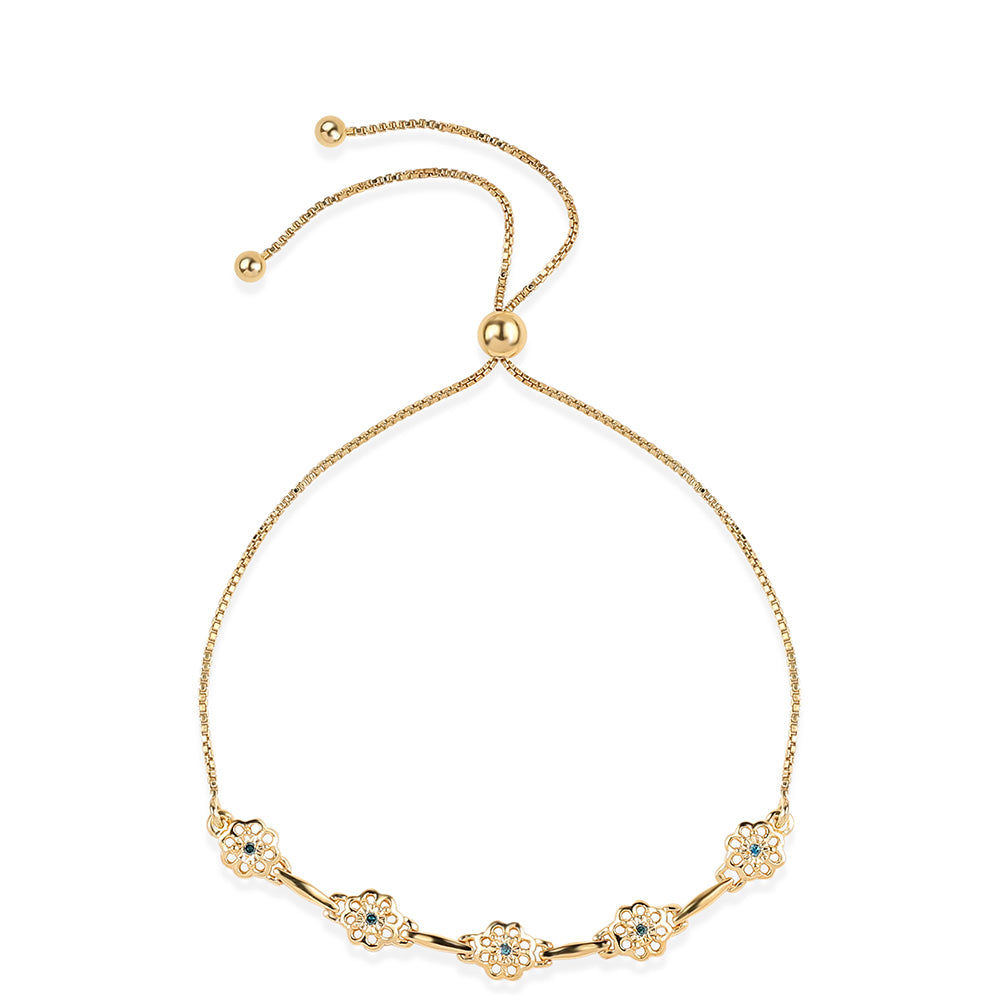 Bransoletka srebrna pozłacana z niebieskim diamentem