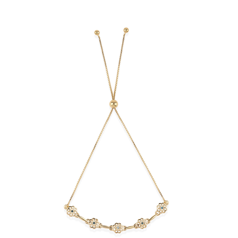 Bransoletka srebrna pozłacana z niebieskim diamentem 3 