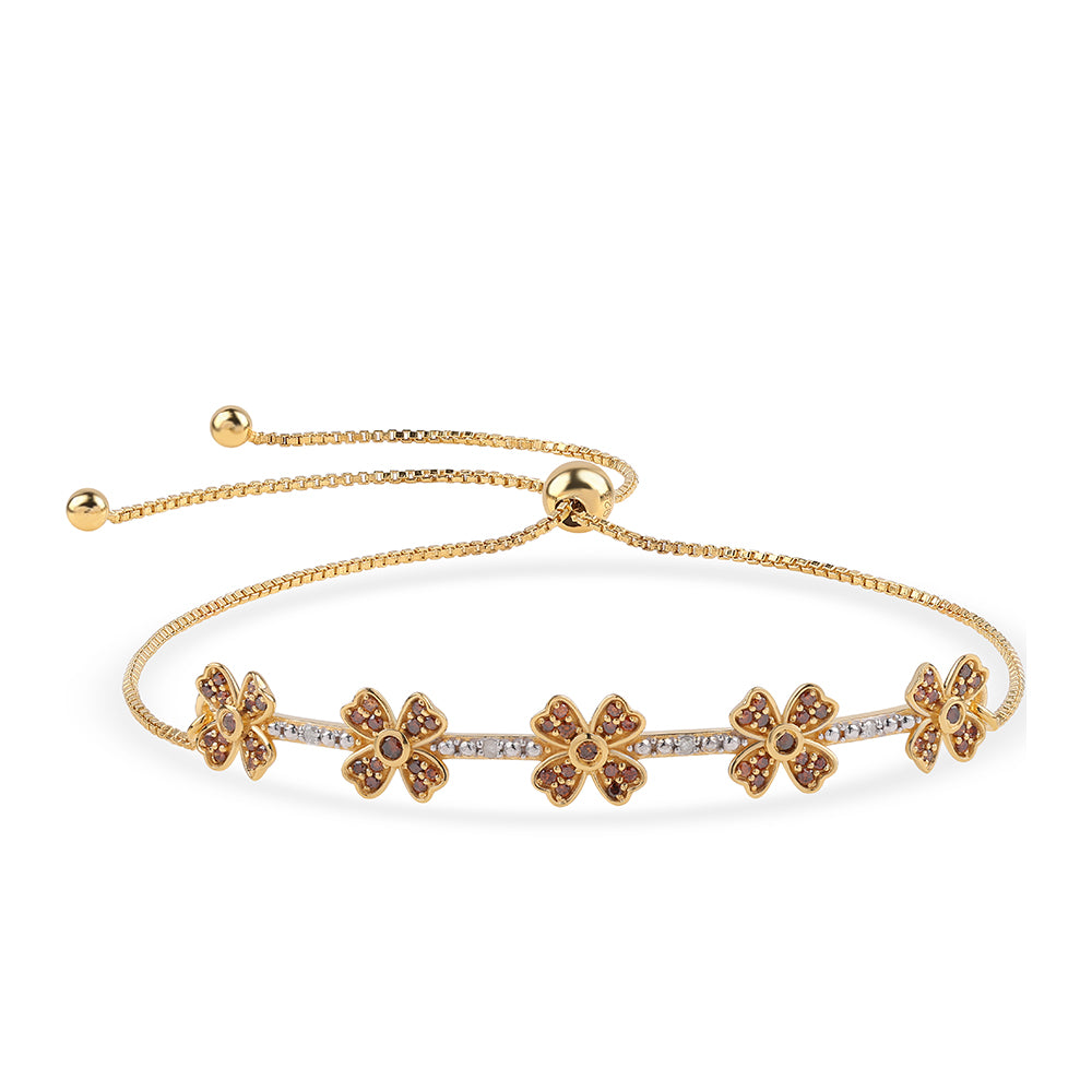 Bransoletka srebrna pozłacana z czerwonym diamentem i białym diamentem 1 