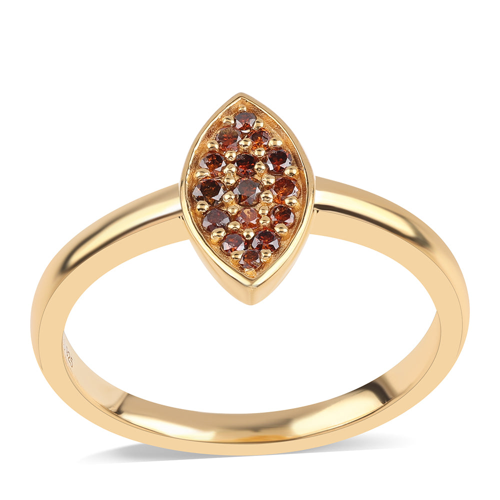 Pierścionek srebrny pozłacany z czerwonym diamentem