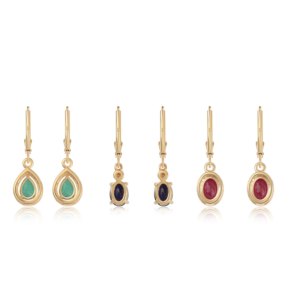 Zestaw srebrne pozłacane z tajskim rubinem i brazylijskim szmaragdem 3 