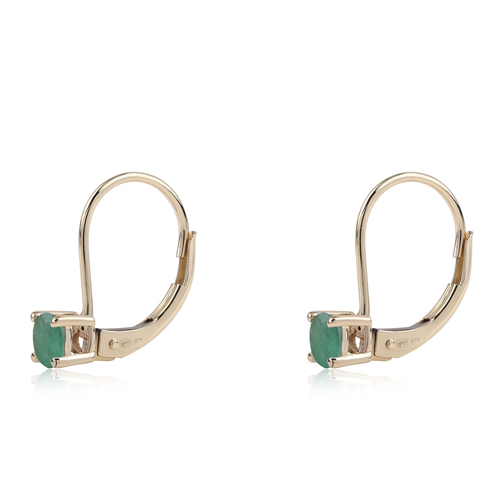 Kolczyki z 9K złota z brazylijskim szmaragdem 3 