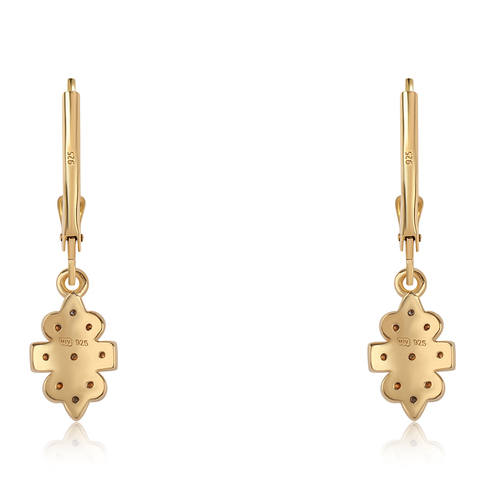 Kolczyki srebrne pozłacane z czarnym diamentem 3 