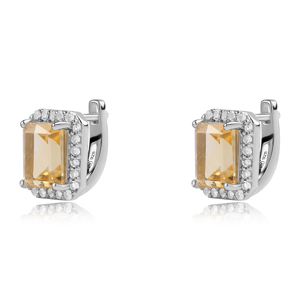Kolczyki ze srebra próbe 925 z brazylijskim cytrynem klasy AA i białym topazem