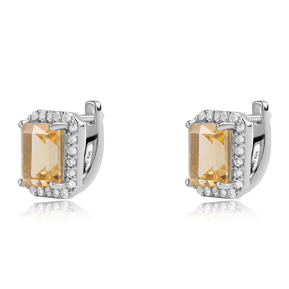 Kolczyki ze srebra próbe 925 z brazylijskim cytrynem klasy AA i białym topazem