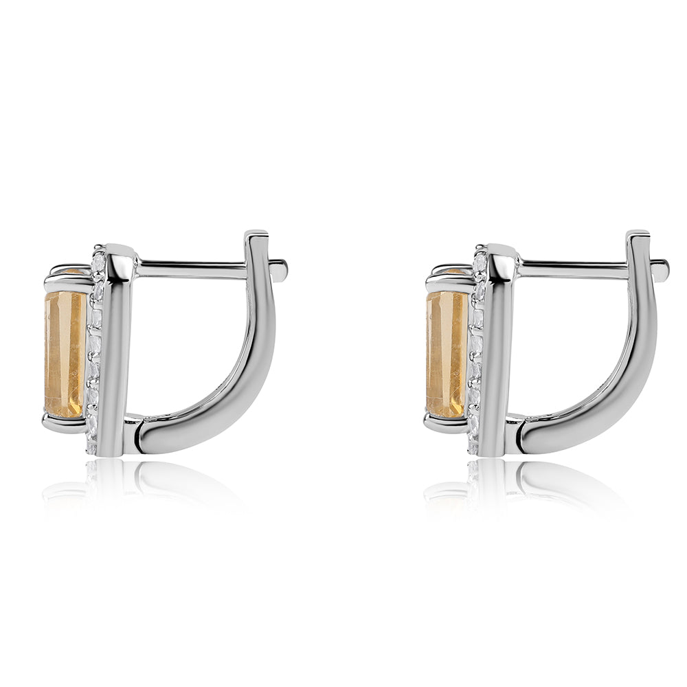 Kolczyki ze srebra próbe 925 z brazylijskim cytrynem klasy AA i białym topazem 6 