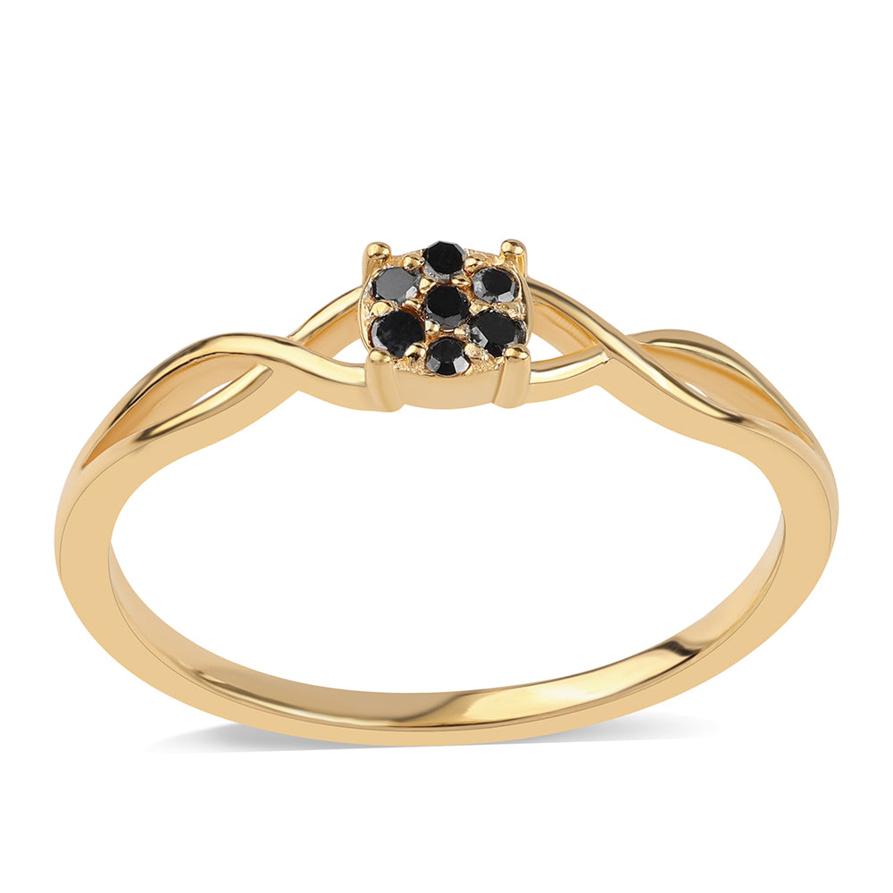 Pierścionek srebrny pozłacany z czarnym diamentem