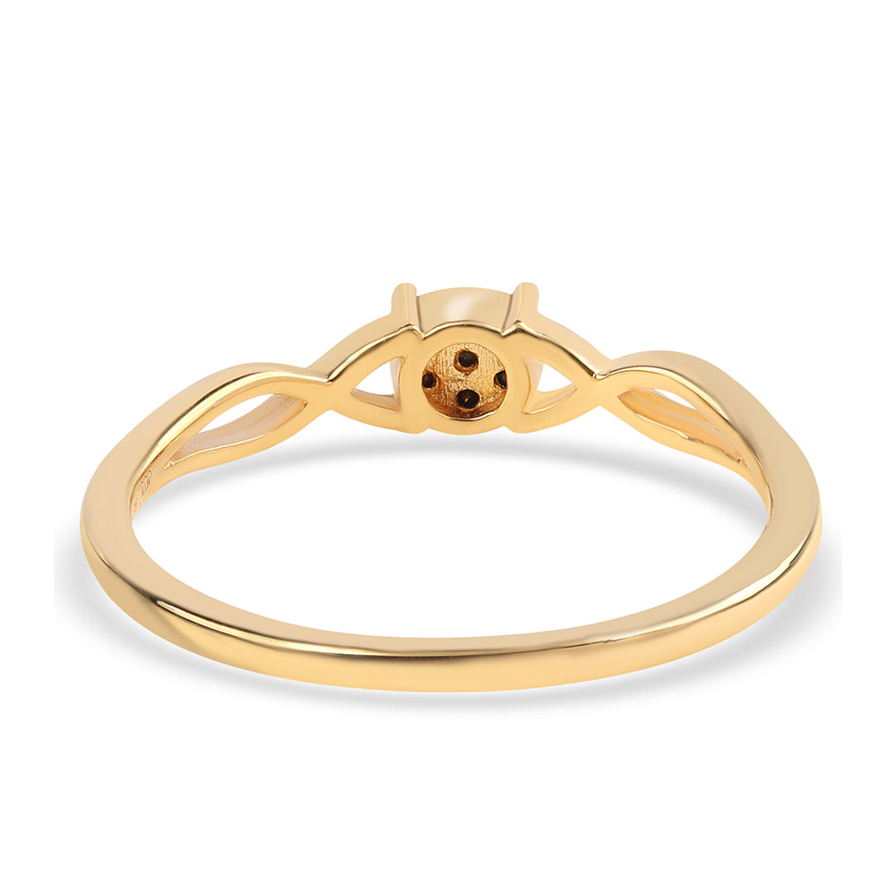 Pierścionek srebrny pozłacany z czarnym diamentem 3 