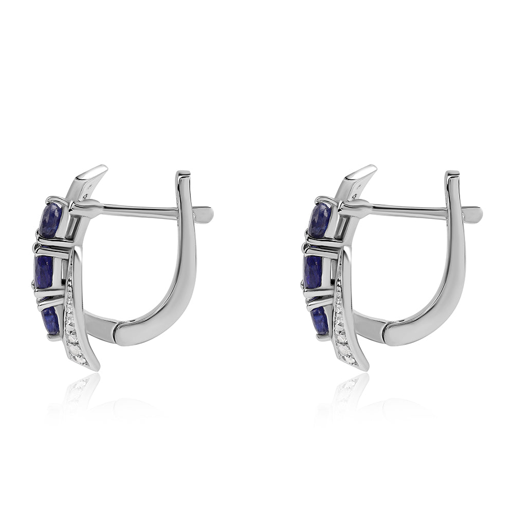 Kolczyki ze srebra próbe 925 z australijskim niebieskim szafirem i białym topazem 3 