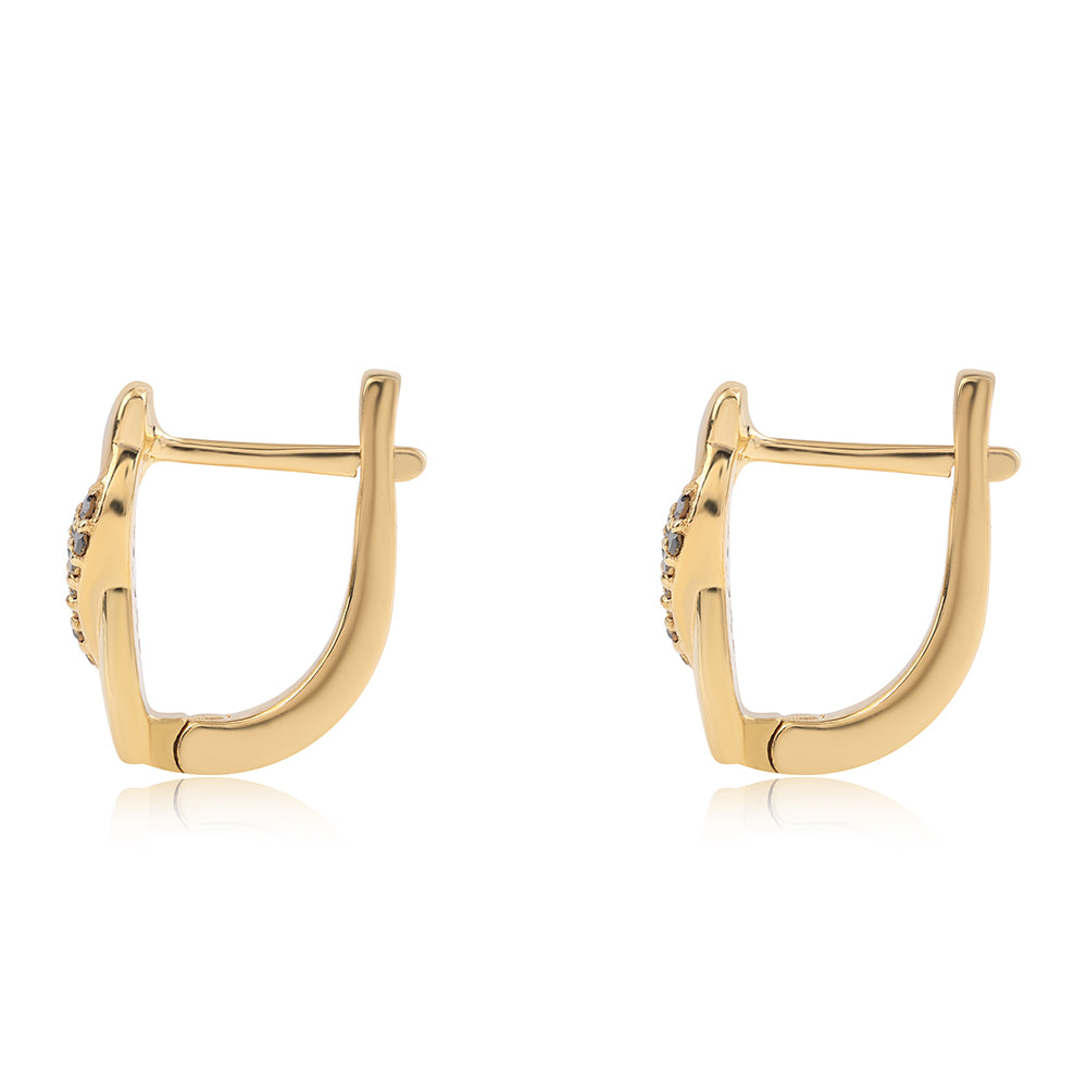 Kolczyki srebrne pozłacane z czarnym diamentem 2 