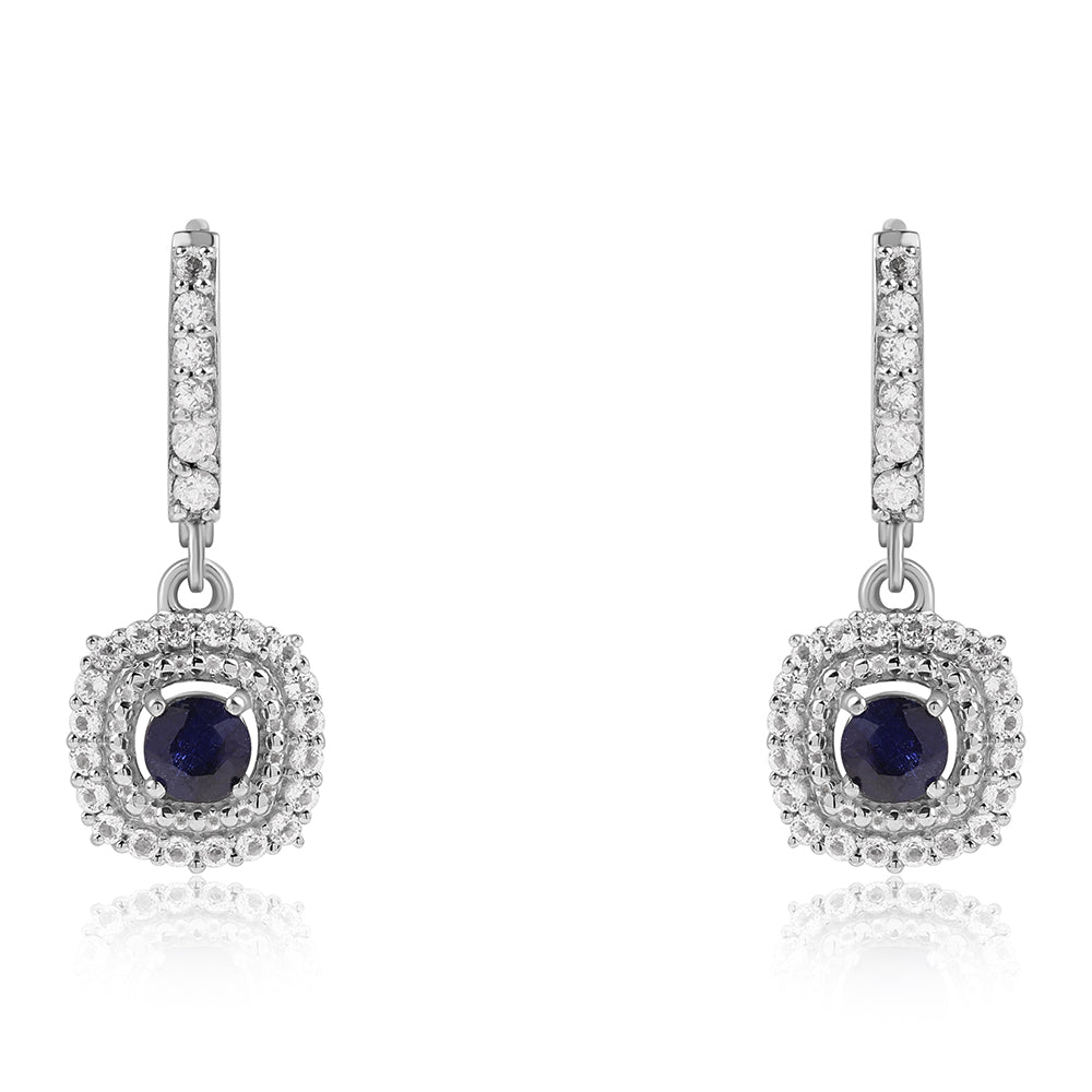 Kolczyki ze srebra próbe 925 z australijskim niebieskim szafirem i białym topazem 2 