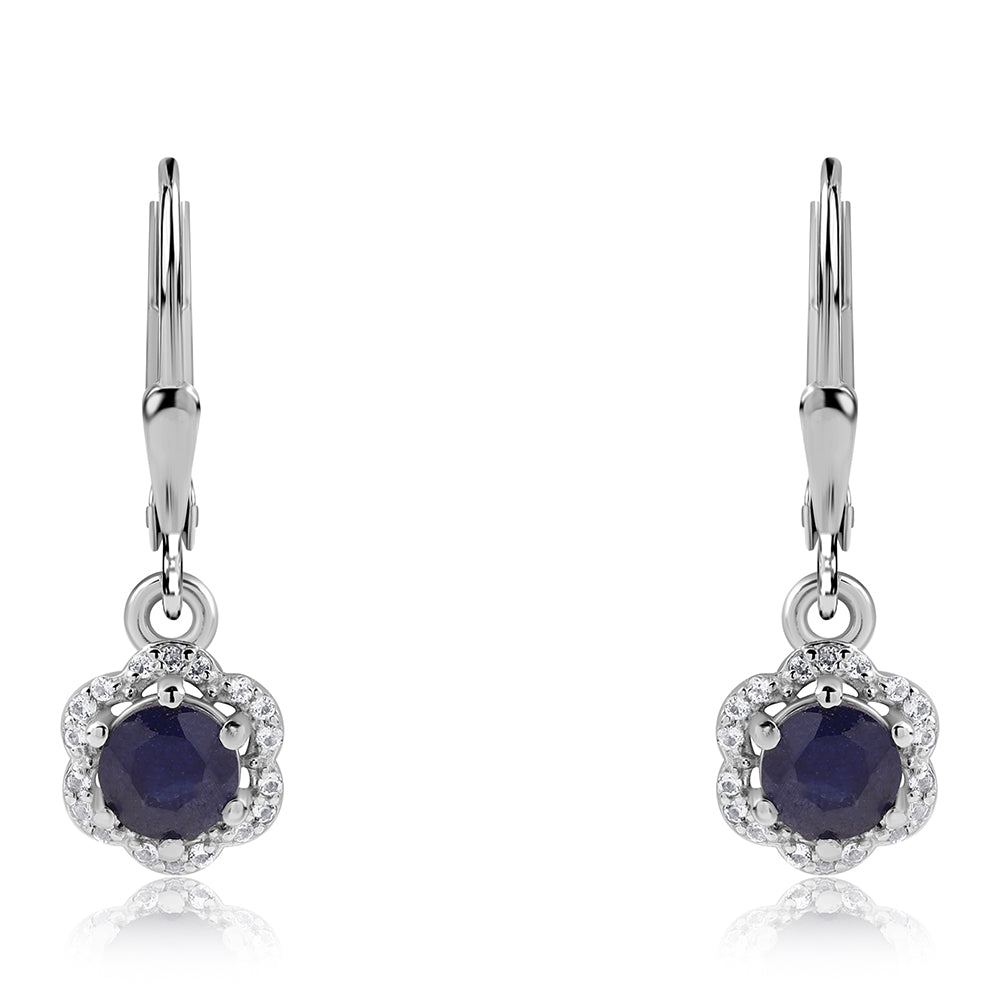 Kolczyki ze srebra próbe 925 z australijskim niebieskim szafirem i białym topazem 2 