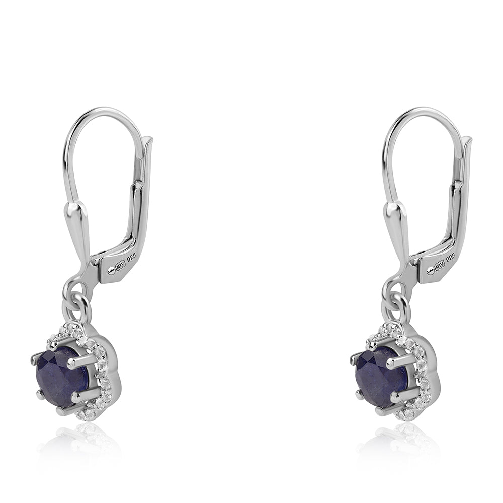 Kolczyki ze srebra próbe 925 z australijskim niebieskim szafirem i białym topazem