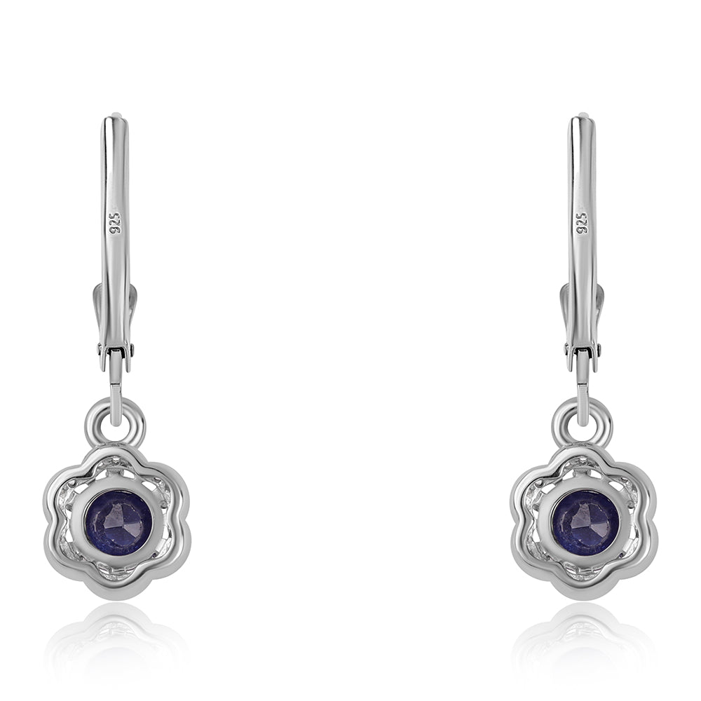 Kolczyki ze srebra próbe 925 z australijskim niebieskim szafirem i białym topazem 3 