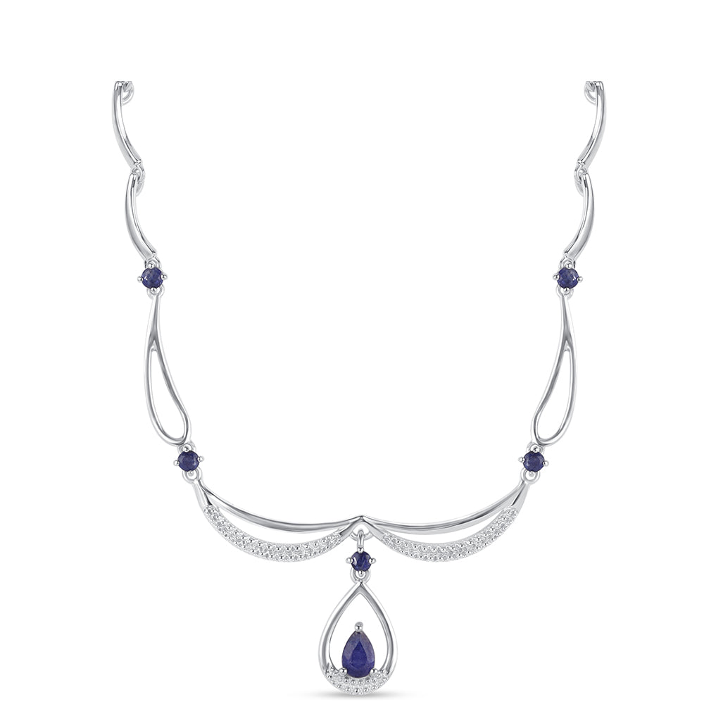 Naszyjnik ze srebra próby 925 z australijskim niebieskim szafirem 1 