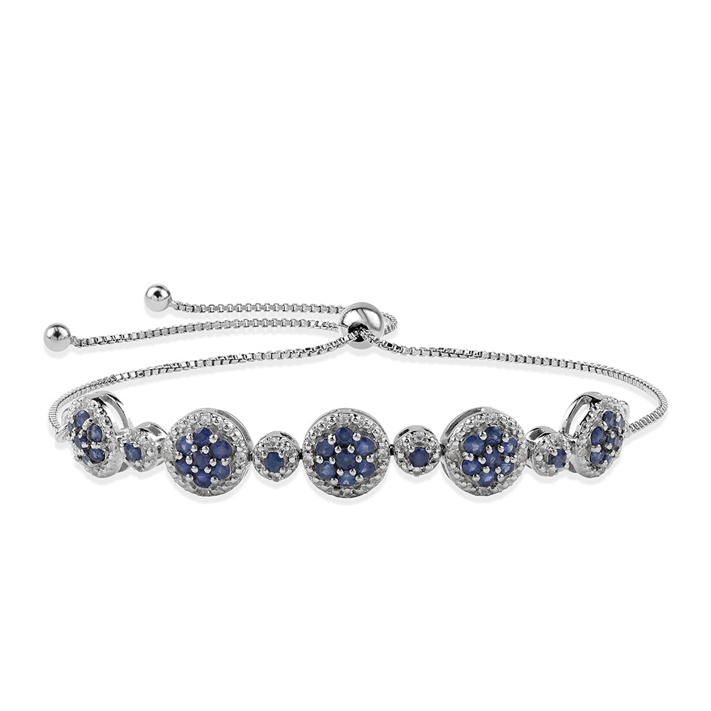 Bransoletka ze srebra próba 925 z australijskim niebieskim szafirem i białym topazem 1 