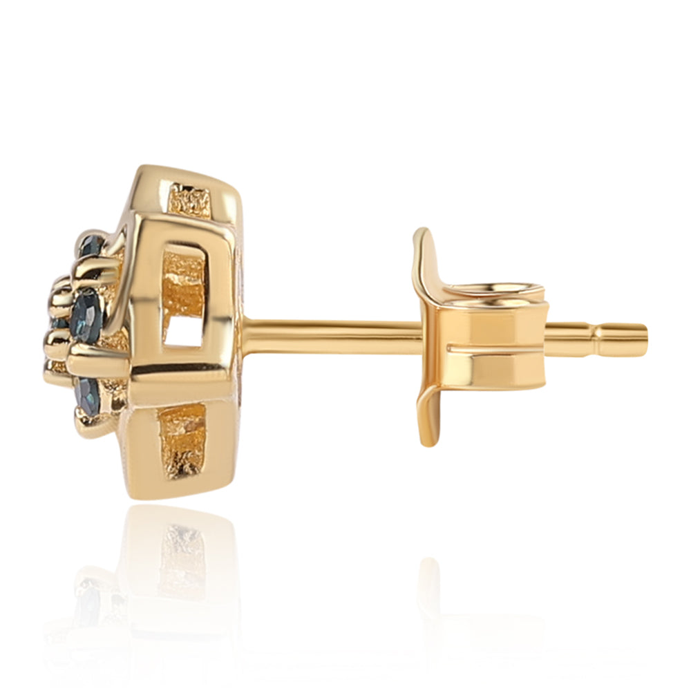 Kolczyki srebrne pozłacane z niebieskim diamentem 3 