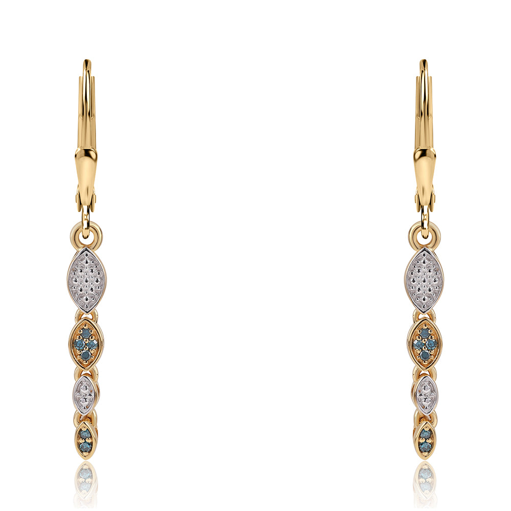 Kolczyki srebrne pozłacane z niebieskim diamentem 1 