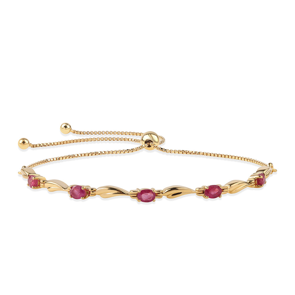 Bransoletka srebrna pozłacana z mozambickim rubinem