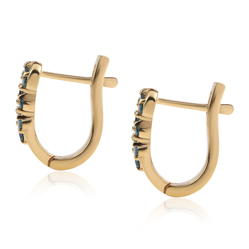 Kolczyki srebrne pozłacane z niebieskim diamentem