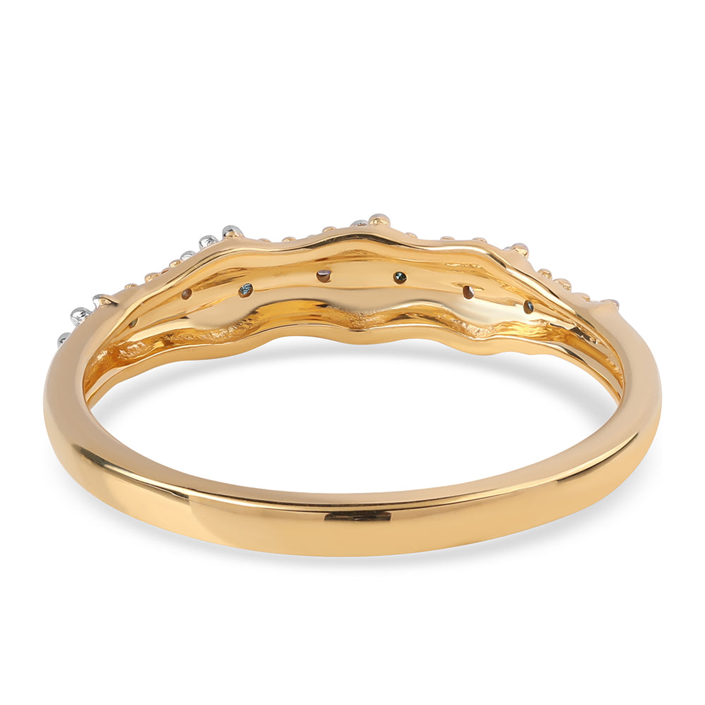 Pierścionek srebrny pozłacany z niebieskim diamentem i białym diamentem