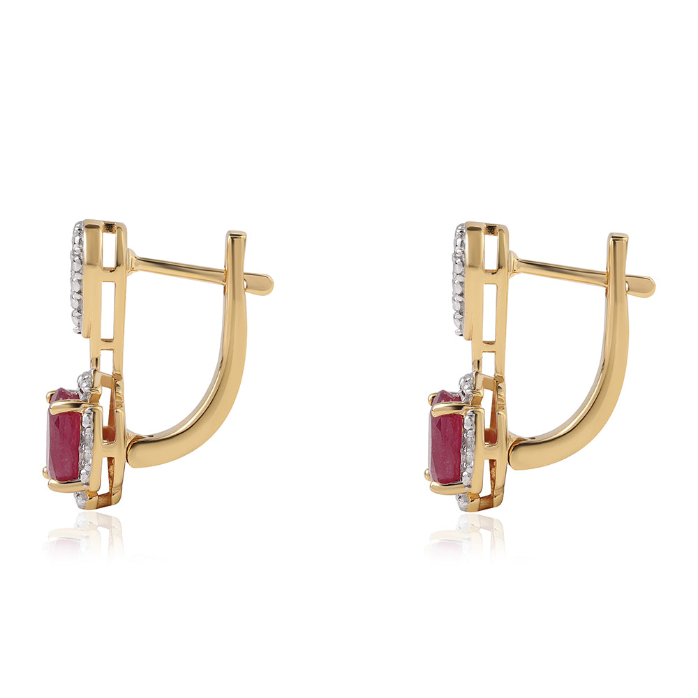 Kolczyki srebrne pozłacane z mozambickim rubinem i białym topazem 2 