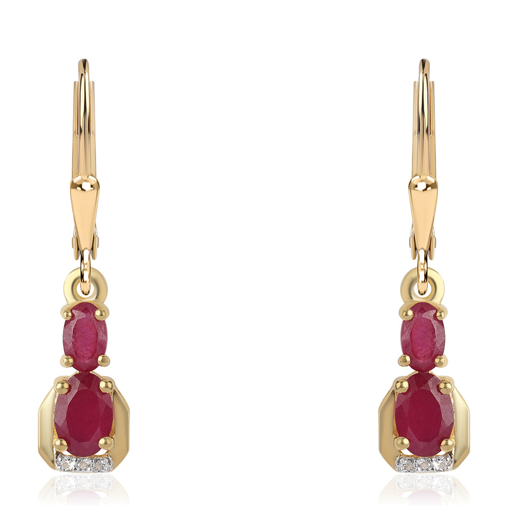 Kolczyki srebrne pozłacane z mozambickim rubinem i białym topazem 1 