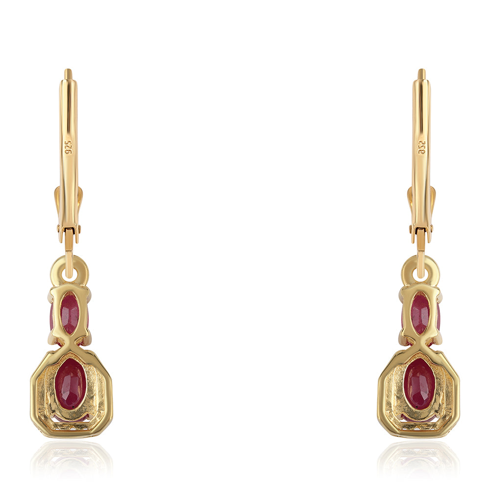 Kolczyki srebrne pozłacane z mozambickim rubinem i białym topazem 3 