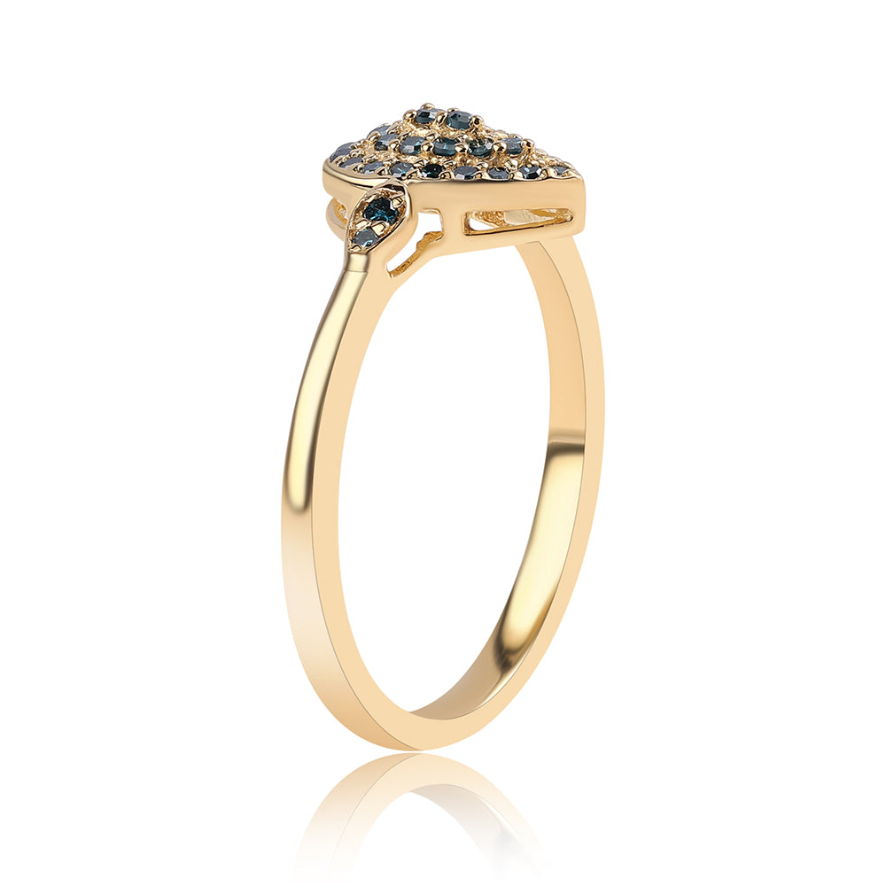 Pierścionek srebrny pozłacany z niebieskim diamentem 2 