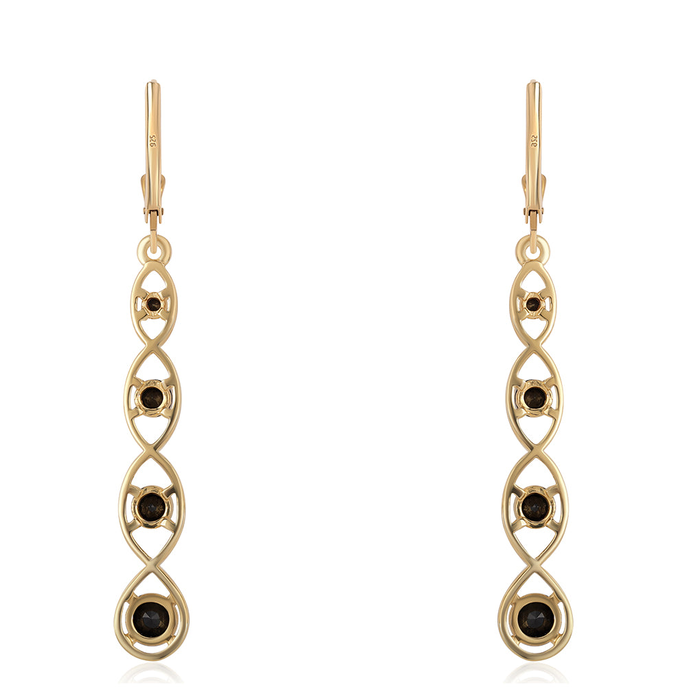 Kolczyki srebrne pozłacane z czarnym spinelem 3 