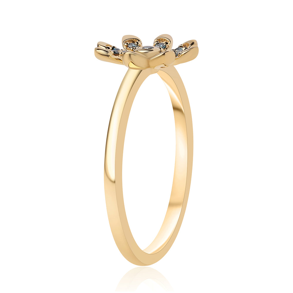 Pierścionek srebrny pozłacany z niebieskim diamentem 2 