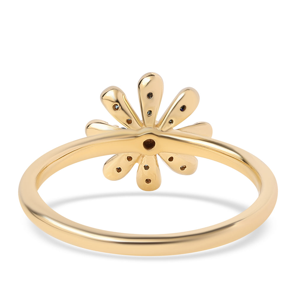 Pierścionek srebrny pozłacany z niebieskim diamentem