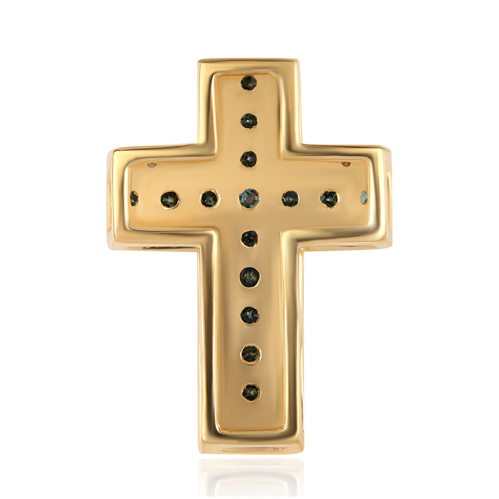 Zawieszka srebrna pozłacana z niebieskim diamentem i białym diamentem 3 