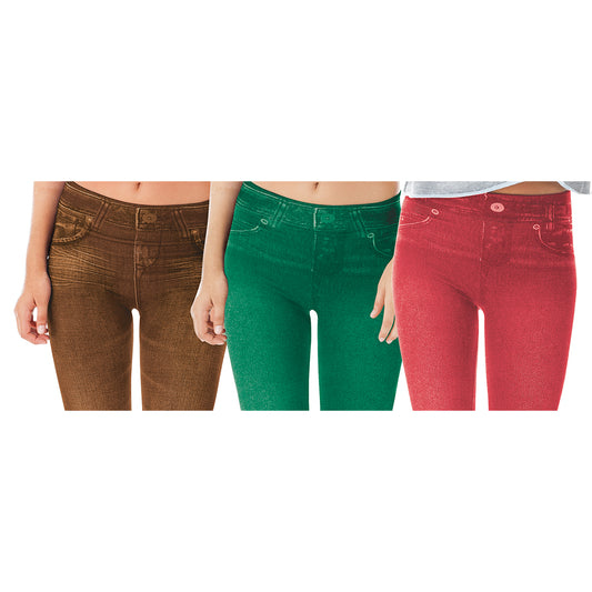 Letni zestaw do jeggingu Shapewear w 3 różnych kolorach: czerwonym, zielonym i brązowym