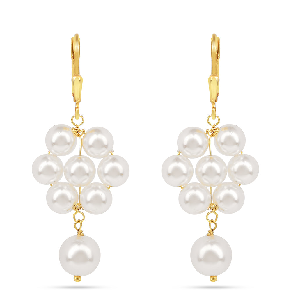 Kolczyki srebrne pozłacane z kremową perłą słodkowodną 1 