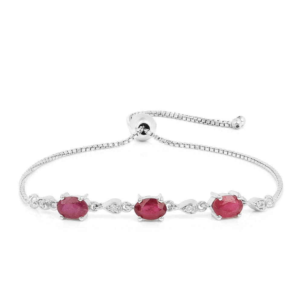 Bransoletka ze srebra próba 925 z tajskim rubinem i białym cyrkonem 1 