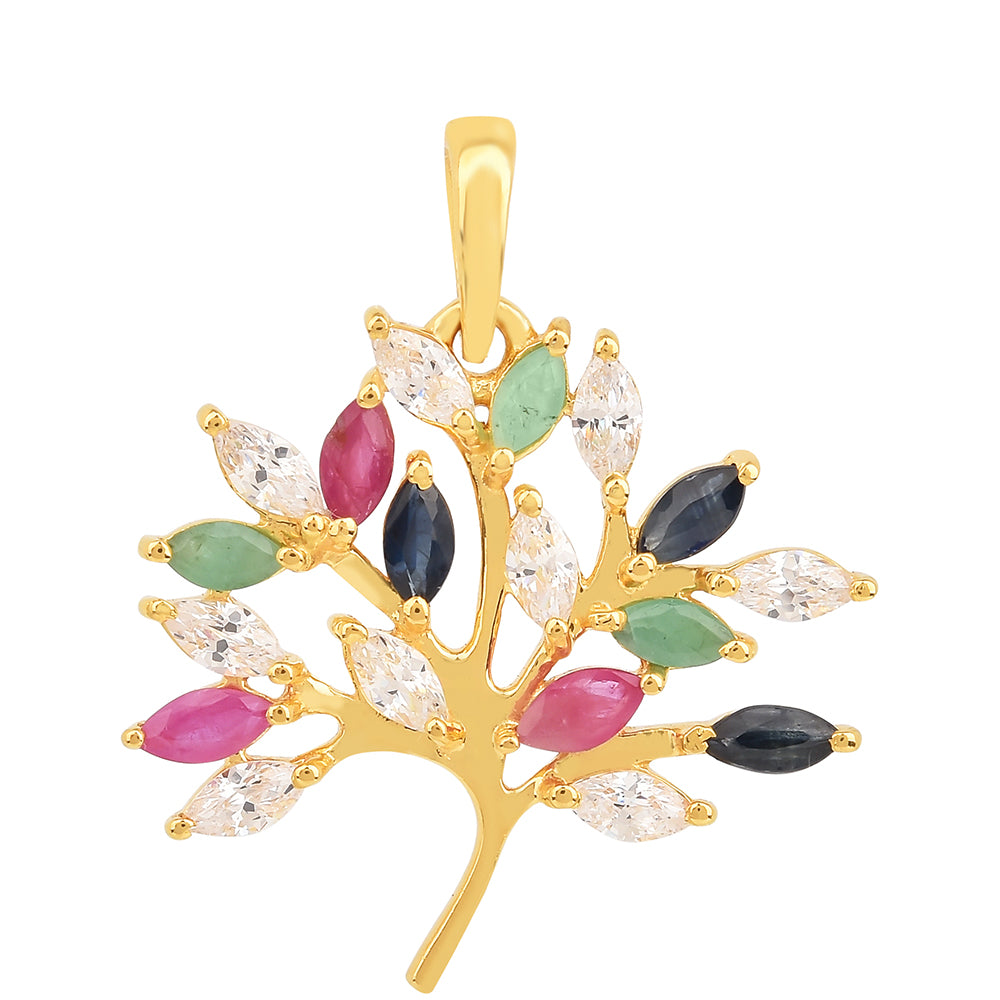 Zawieszka srebrna pozłacana z tajskim rubinem i brazylijskim szmaragdem