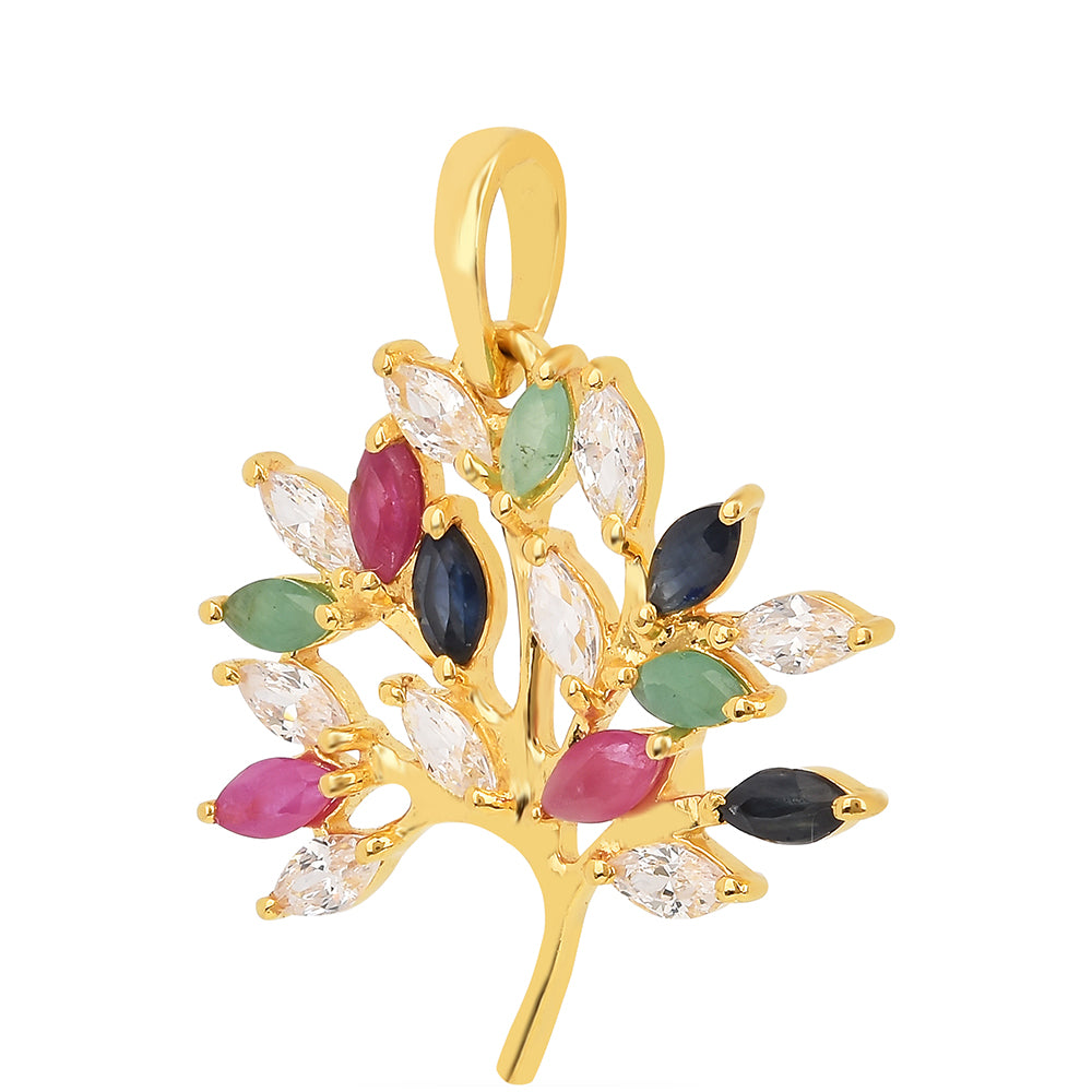 Zawieszka srebrna pozłacana z tajskim rubinem i brazylijskim szmaragdem 2 