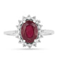 Pierścionek ze srebra próby 925 z tajskim rubinem i białym cyrkonem