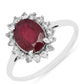 Pierścionek ze srebra próby 925 z tajskim rubinem i białym cyrkonem